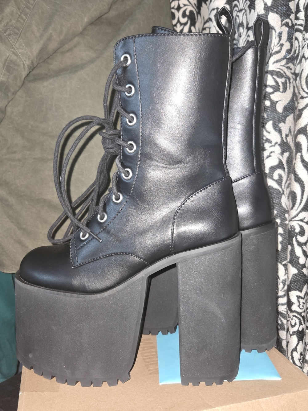 Current Mood Black Chunky Platform Lace-Up Boots